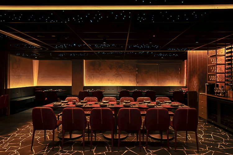 StarEFX PULSE acoustic star ceiling panels installed at Yugen Restaurant creating immersive dining atmosphere
