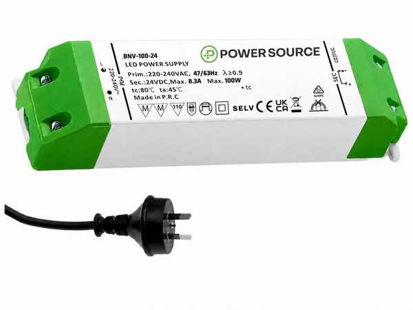 LightEFX 24V 100W LED driver power supply with Australian flex and plug